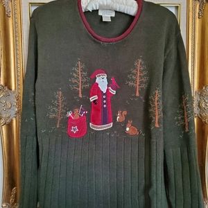 Christopher&Banks Christmas sweater. Hand embroidered. Size large